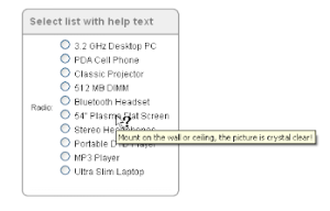Radio group with dynamic help text in Oracle APEX 4.2 using CSS