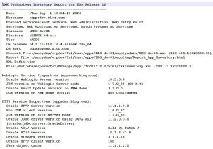 Script To Find the Versions of all the Oracle E Business Suite R12.2 technology stack components utility