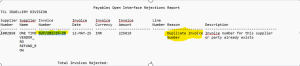 In the AP Interfile file Program Getting Duplicate Invoice Error.