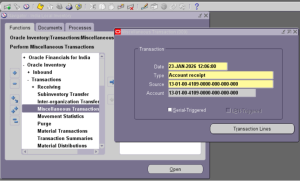 Increase on-hand quantity interface using miscellaneous receipt in Oracle apps R12