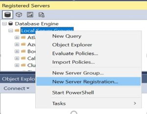 SQL servers’ registration in SSMS