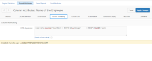 Oracle Apex Custom Tool Tip for Report Columns