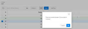 How to remove the interactive grid default alert for unsaved changes