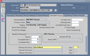 MPS/MRP planning attributes