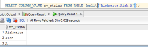 Split A String separated by Comma using oracle pl/sql Pipelined Fuction