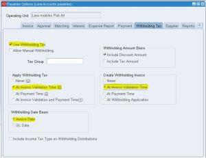 Oracle Withholding tax procedure