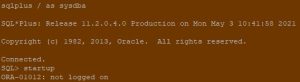 ORA-01012: not logged on error