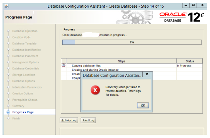“Recovery Manager Failed to Restore Datafiles” – Using DBCA to Create Database 12.1.0.2.0 on Grid Infrastructure / ASM 12.1.0.2.0″