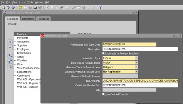 How to amend Colombian Withholding Tax type certificate footer information