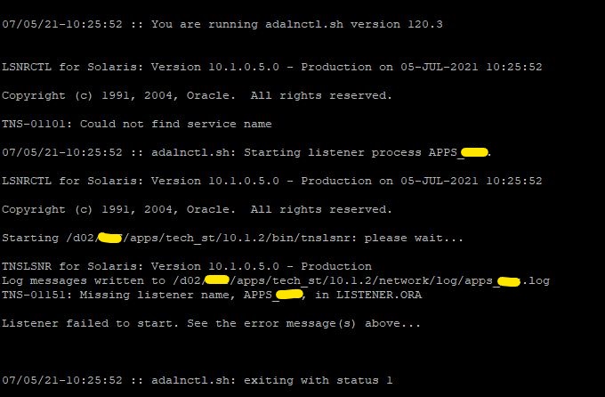 TNS-01151: Missing listener name, APPS_XXX, in LISTENER.ORA