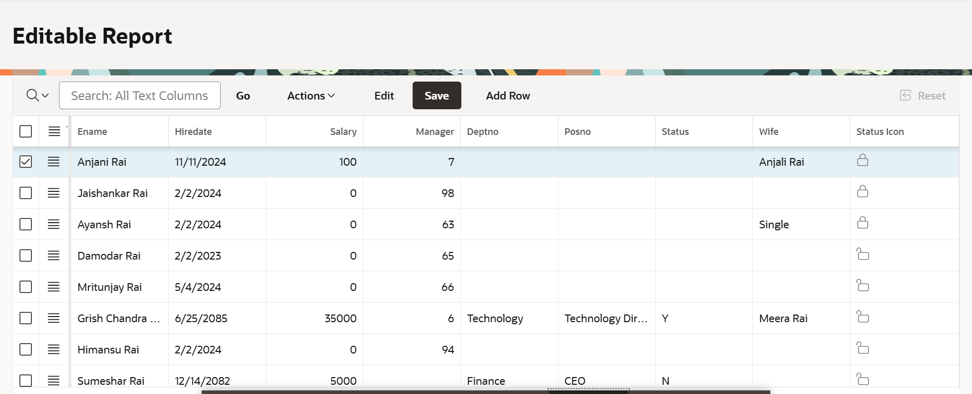 Interactive Grid : Lock/ Unlock Rows