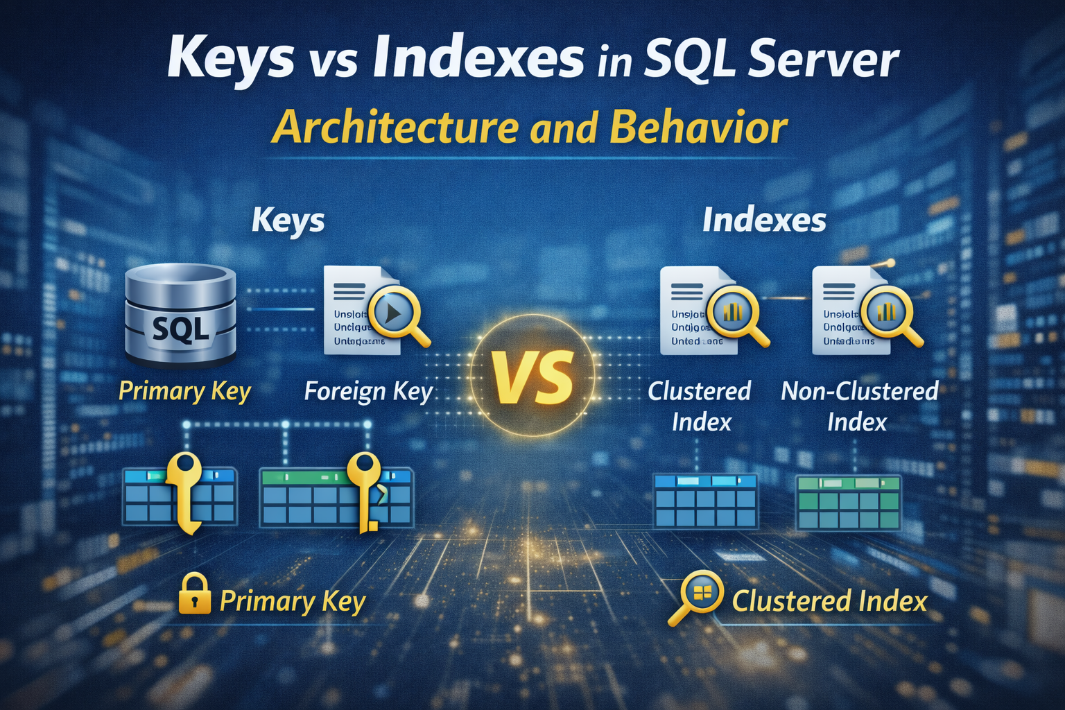 Keys vs Indexes in SQL Server: Architecture and Behavior