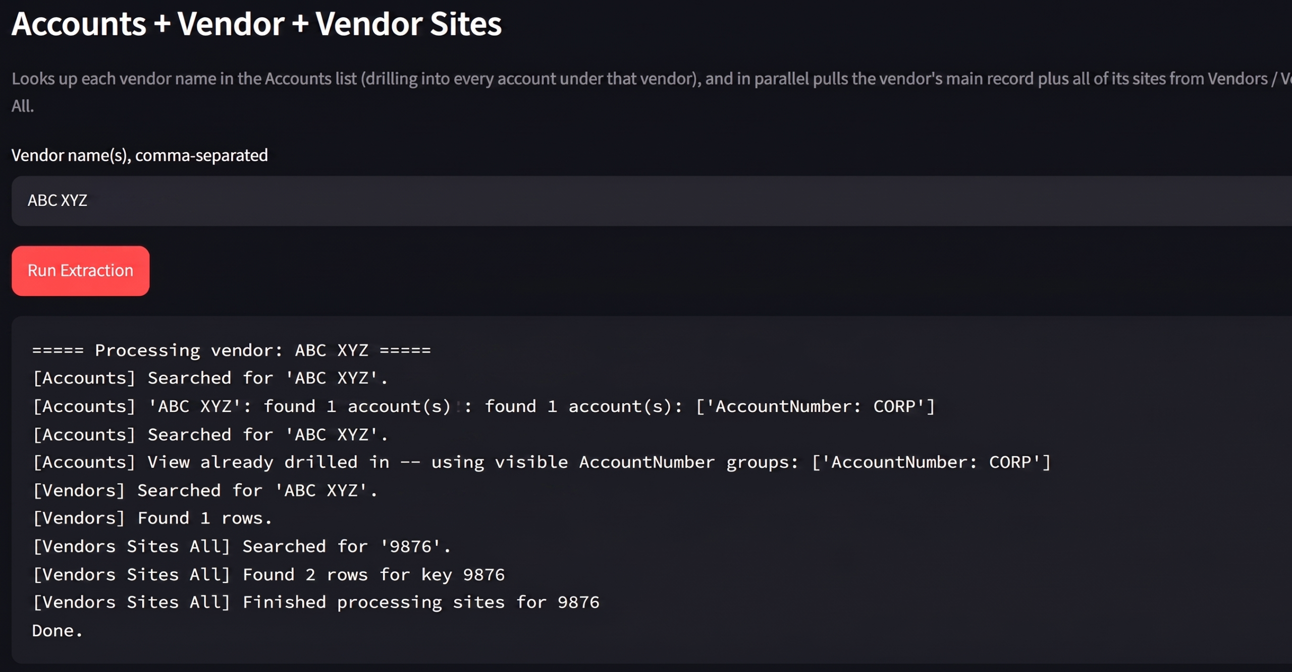 Vendor and Account Extraction